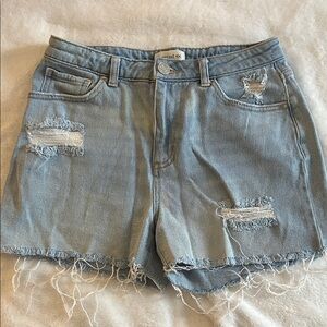 Rewind Light Blue Distressed Jean Shorts